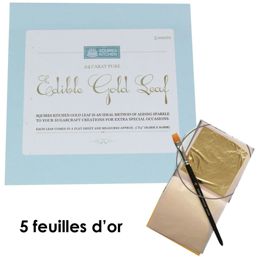 3 Feuilles d'or alimentaire 22 carats