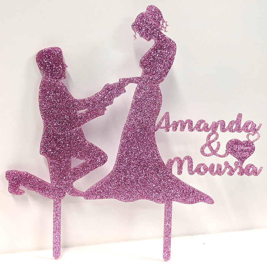 Cake Topper Mariage Personnalisé En Bois Couple Glamour 