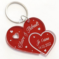 Porte-clés couple personnalisé coeur en cuir by Atelier Pato
