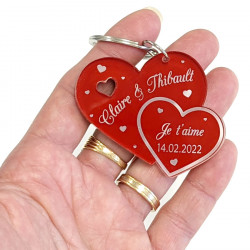 Porte clés Personnalisables Couple - Coeur Magnétique