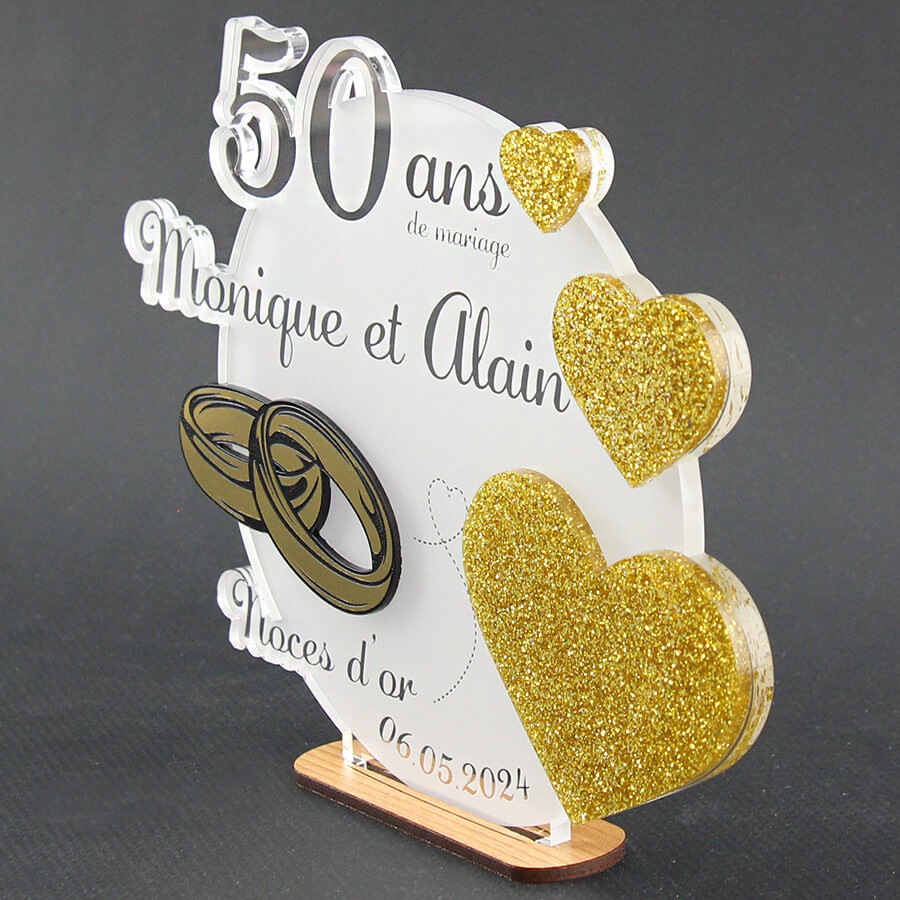 Trophée cadeau 50 ans de mariage Alliances