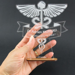 Trophée Caducée médecine à personnaliser